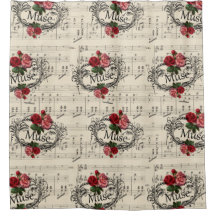 Vintages Shabby Chic-Blumenblatt-Musiknoten Muse