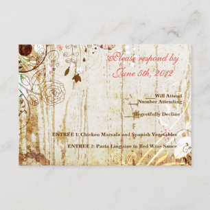 Vintages Shabby Chic Blumenholz Empfang UAWG RSVP Karte