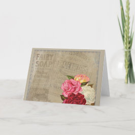 Vintages Shabby Chic Blumenseifenwerbung Karte