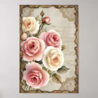 Vintages Shabby Chic Decoupage Rose Kunst und Kult