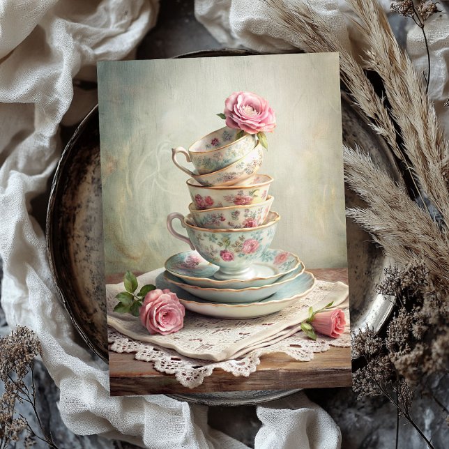 Vintages Shabby Chic Englische Teebecher Rose Seidenpapier (Vintage shabby chic English tea cups roses Tissue Paper)