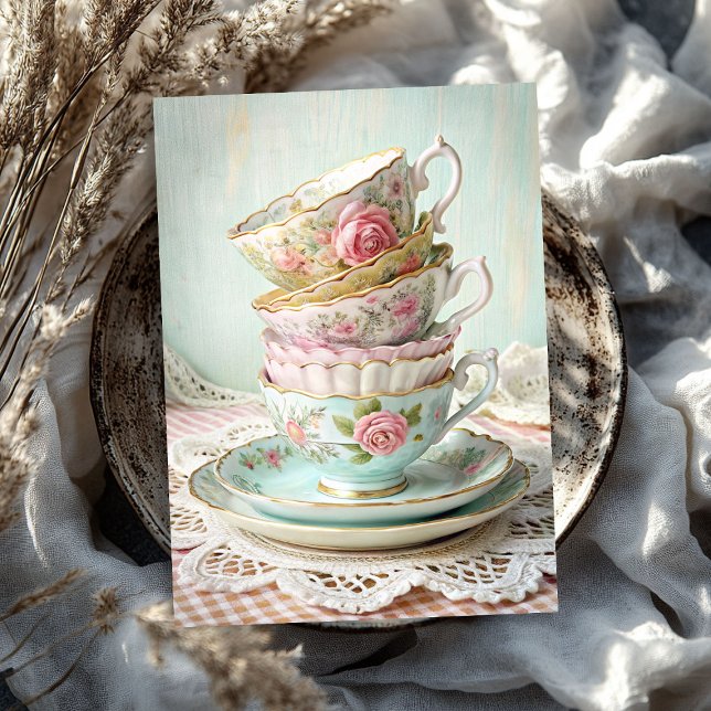Vintages Shabby Chic Englische Teebecher Rose Seidenpapier (Vintage shabby chic English tea cups roses Tissue Paper)
