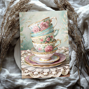 Vintages Shabby Chic Englische Teebecher Rose Seidenpapier