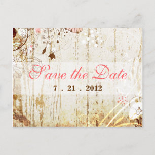 Vintages Shabby Chic Floral Save the Date Postkart Ankündigungspostkarte