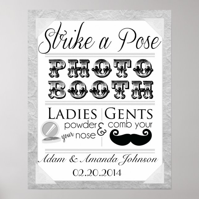 Vintages Shabby Chic Foto-Stand Hochzeitssing Poster (Vorne)