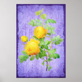 Vintages Shabby Chic Gelbe Rosen Lilac Hintergrund Poster