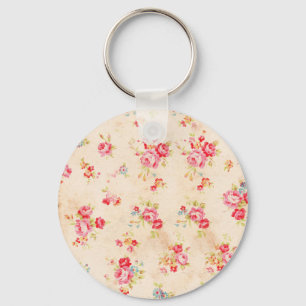 Vintages Shabby Chic Girly Pink Blue Rose Blumenst Schlüsselanhänger