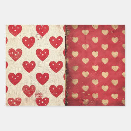 Vintages Shabby Chic Halbblutblüte Herztopf Geschenkpapier Set