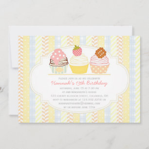 Vintages Shabby & Chic Niedlich Cupcake Party Einladung