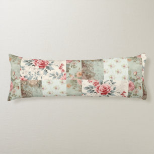 Vintages Shabby Chic Pastel Green Florals Patchwor Seitenschläferkissen