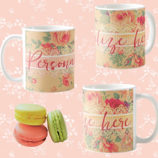Vintages Shabby Chic Personalisiert Kaffeetasse (Personalize for a special someone...)