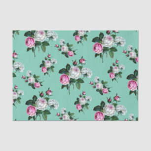 Vintages Shabby Chic-Rosa-weißes Rosen-Muster Seidenpapier