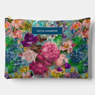 Vintages Shabby Chic Rose Blau rosa Muster Zubehörtasche