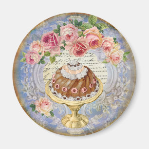Vintages Shabby Chic Rose & Cake Patisserie Magnet