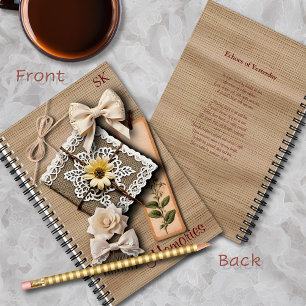 Vintages Shabby Chic und Bögen auf hessischen Erin Notizbuch