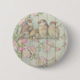 Vintages Shabby Chic verblasste Blumenvögel Kunstg Button