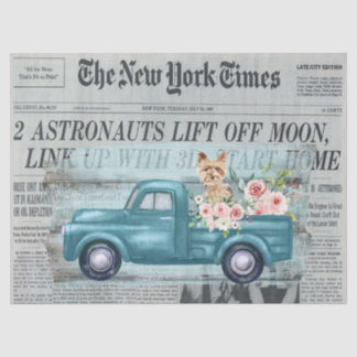 Vintages Shabby Chic Yorkie und LKW Ephemera Seidenpapier