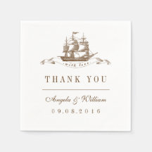 Vintages Ship Beach Hochzeitspapier Napkin zum Par