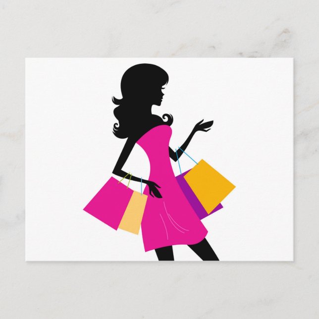 Vintages Shopping-Girl Postkarte (Vorderseite)