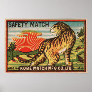 Vintages Sicherheitsmatratetikett - Tiger Poster