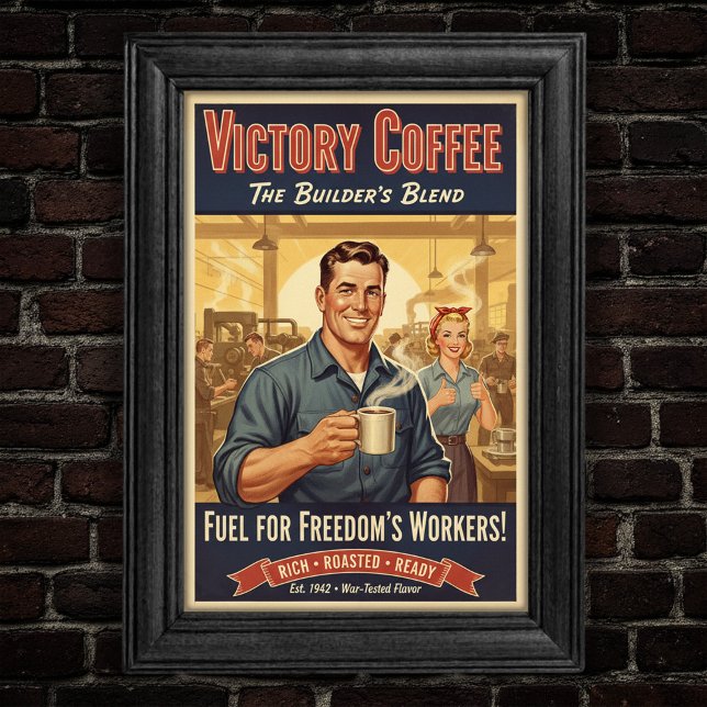 Vintages Siegesposter des Kaffeebauers Poster (Von Creator hochgeladen)