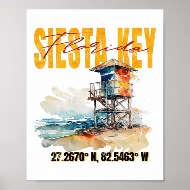 Vintages Siesta Key Florida Beach Poster (Vorne)