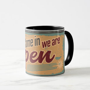 Vintages Signieren Vintager Open Sign Tasse