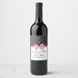 Vintages Silber, was Damask Pink Bow DIY BG Weinetikett