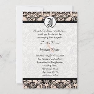 Vintages Silver Peony Damask Foto Hochzeit einlade Einladung