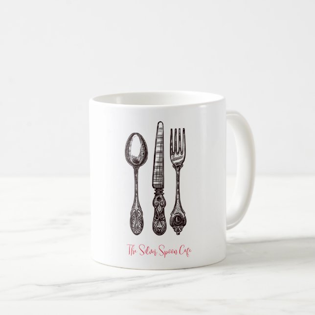 Vintages Silverware Verziert Artisan Food Business Kaffeetasse (VorderseiteRechts)
