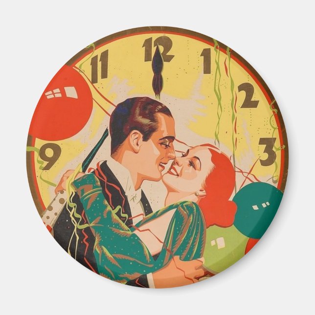 Vintages Silvesterpaar Magnet (Vorne)