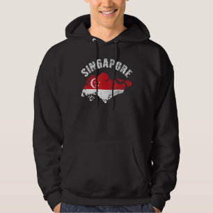 Vintages Singapur Flag Map Men Women Patriotic Hoodie