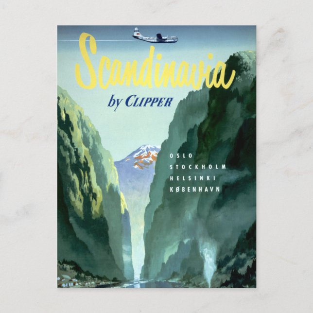 Vintages Skandinavien von Clipper Postkarte (Vorderseite)