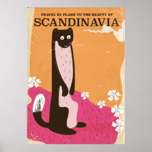 Vintages skandinavisches Reiseplakat. Poster