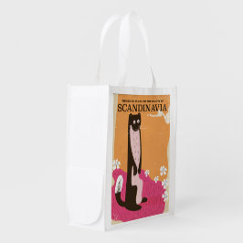 Vintages skandinavisches Reiseplakat. Wiederverwendbare Einkaufstasche