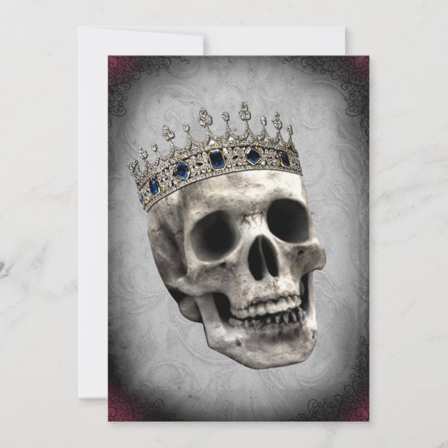 Vintages Skeleton Königin-Halloween-Party Einladung (Vorderseite)