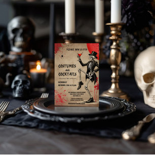 Vintages Skelett Adult Halloween Kostüm Party Einladung