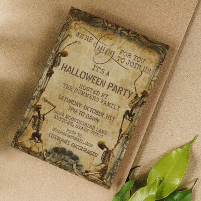 Vintages Skelett für Ihr Halloween-Party Einladung (Von Creator hochgeladen)