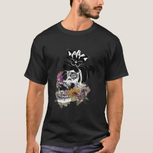 Vintages Skelett mit einem katzenblütenähnlichen H T-Shirt