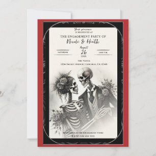 Vintages Skelett Romance Gotische Engagement Parte Einladung