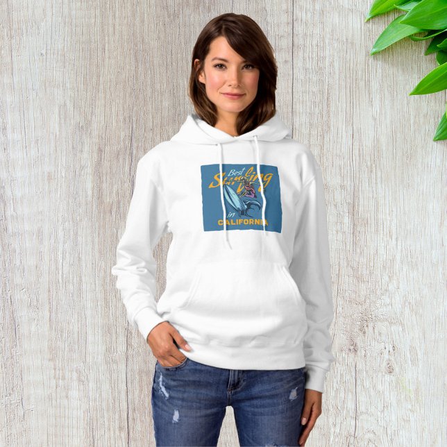 Vintages Skelett Surfen California Beach Hoodie (Von Creator hochgeladen)