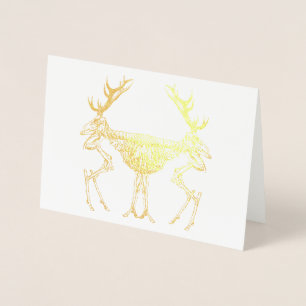 Vintages Skelett zeichnend Rentiere Folienkarte