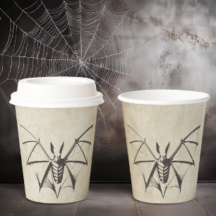 Vintages Skelettbast Halloween Pappbecher