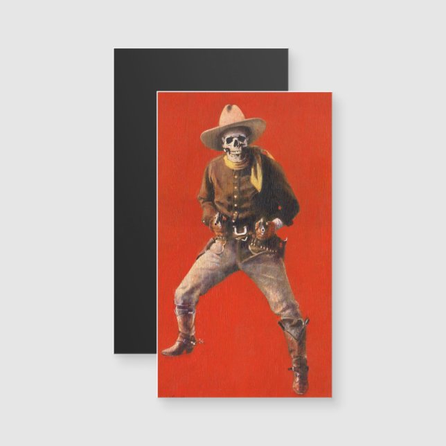 Vintages Skeletter Cowboy Business Card Magnet (Vorne/Hinten)