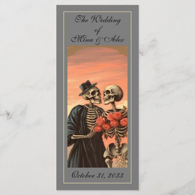 Vintages Skelettkaffee mit Herbst-Blütengrau Menükarte (Rückseite)