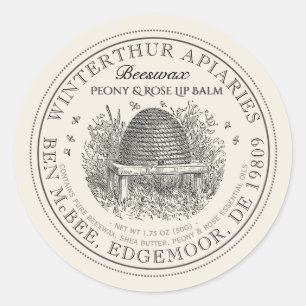 Vintages Skep Ivoritives Bienenwachs Lip Balm Labe Runder Aufkleber