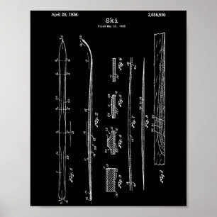 Vintages Ski Blueprint Shirt - Schneewasserski Sk Poster