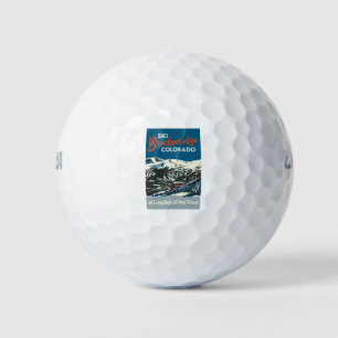 Vintages Ski BReckenridge Poster Blau Golfball