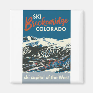 Vintages Ski BReckenridge Poster Blau Magnet