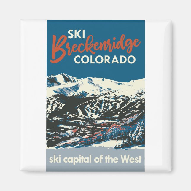 Vintages Ski BReckenridge Poster Blau Magnet (Vorne)